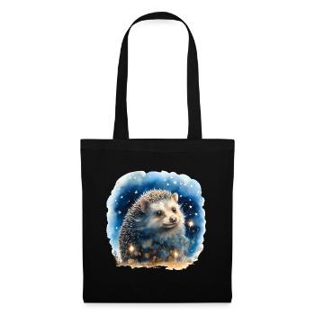 Aquarell Igel mit Sternenhimmel - Stoffbeutel - Schwarz - Vorne