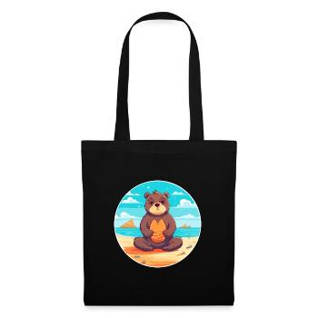 Bär Cartoon Yoga Strand Sommer Illustration - Stoffbeutel - Schwarz - Vorne