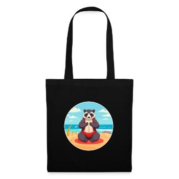Blaireau Cartoon Yoga Plage Illustration D’été - Sac en tissu - noir - Devant