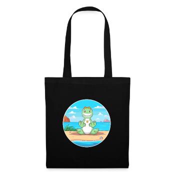 Dinosaurier-Karikatur Yoga Strand Sommer Illustration - Stoffbeutel - Schwarz - Vorne