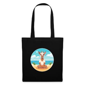 Goat Cartoon Yoga Beach Summer Illustration - Tote Bag - black - Front