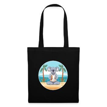 Koala Cartoon Yoga Strand Sommer Illustration - Stoffbeutel - Schwarz - Vorne