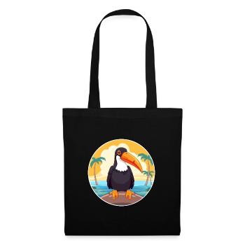 Toucan Cartoon Yoga Beach Summer Illustration - Tote Bag - black - Front
