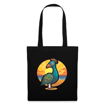 Peacock Funny Cartoon Kawaii Beach Illustration - Tote Bag - black - Front