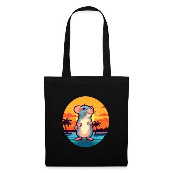 Ratte Lustige Karikatur Kawaii Strand Illustration - Stoffbeutel - Schwarz - Vorne