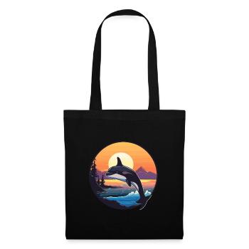Orca Funny Cartoon Kawaii Beach Illustration - Tote Bag - black - Front