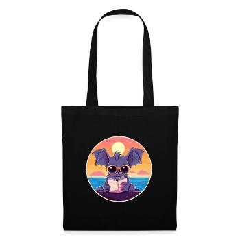 Chauve-souris Mignonne Dessin Animé Drôle Kawaii Livre Plage - Sac en tissu - noir - Devant