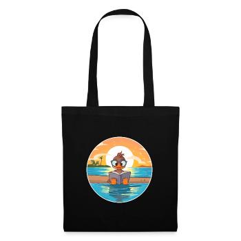 Canard Mignon Dessin Animé Drôle Kawaii Livre Plage - Sac en tissu - noir - Devant