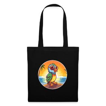 Perroquet Mignon Drôle Dessin Animé Kawaii Livre Plage - Sac en tissu - noir - Devant