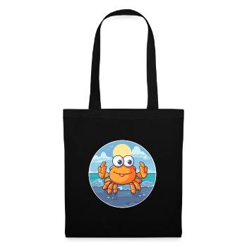Crab Watercolor Cartoon Kawaii Clipart Animal - Tote Bag - black - Front