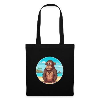 Babouin aquarelle dessin animé Kawaii Clipart Animal - Sac en tissu - noir - Devant