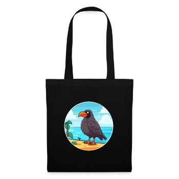 Crow Watercolor Cartoon Kawaii Clipart Animal - Tote Bag - black - Front