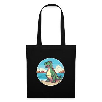 Dinosaure aquarelle dessin animé Kawaii Clipart Animal - Sac en tissu - noir - Devant