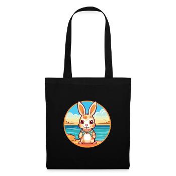 Lapin aquarelle dessin animé Kawaii Clipart Animal - Sac en tissu - noir - Devant