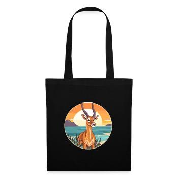 Antilope Aquarell Cartoon Kawaii Clipart Tier - Stoffbeutel - Schwarz - Vorne