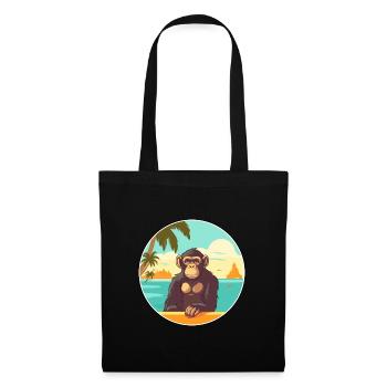 Chimpanzé aquarelle dessin animé Kawaii Clipart animal de compagnie - Sac en tissu - noir - Devant