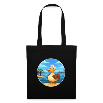 Ente Aquarell Cartoon Kawaii Clipart Tier - Stoffbeutel - Schwarz - Vorne