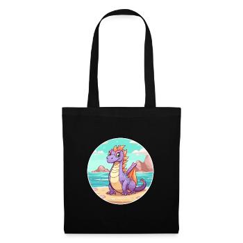 Dragon Watercolor Cartoon Kawaii Clipart Animal - Tote Bag - black - Front
