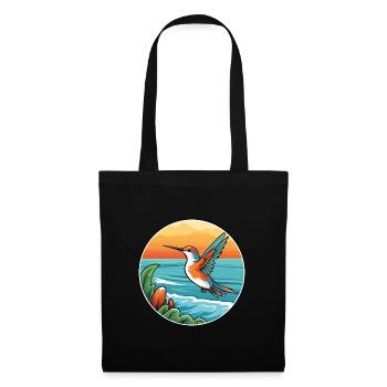 Colibri aquarelle dessin animé Kawaii Clipart animal de compagnie - Sac en tissu - noir - Devant