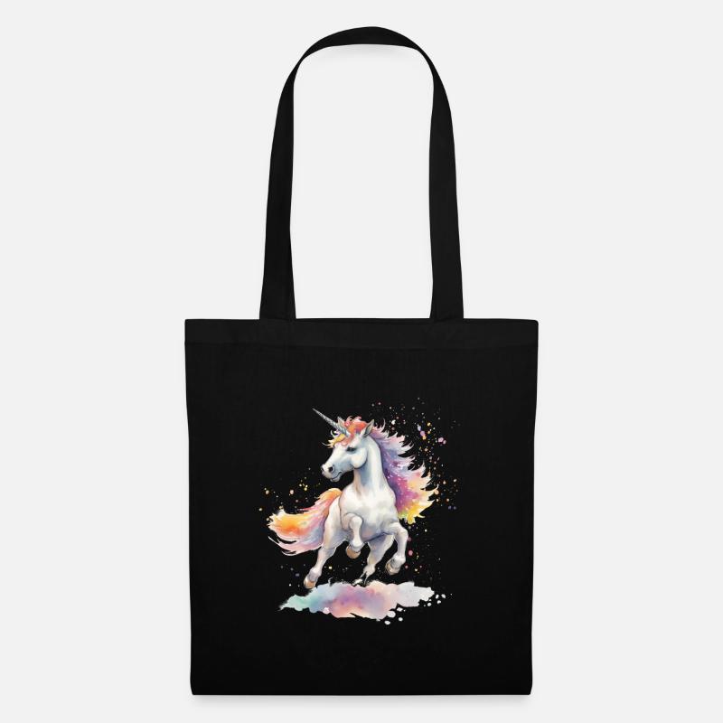 tanzendes Einhorn - Stoffbeutel - Schwarz