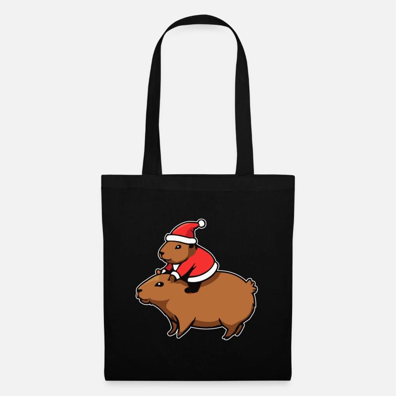Capybara Weihnachten - Stoffbeutel - Schwarz