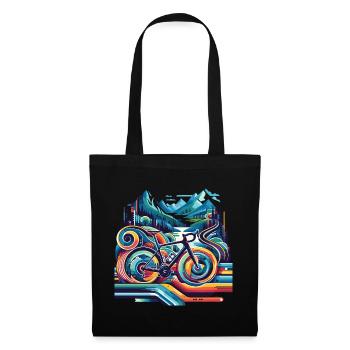 Vélo aux lignes ondulées - Sac en tissu - noir - Devant