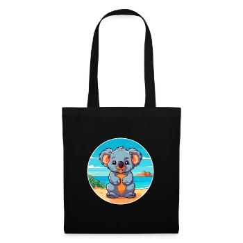 Koala Aquarell Cartoon Kawaii Clipart Tier - Stoffbeutel - Schwarz - Vorne