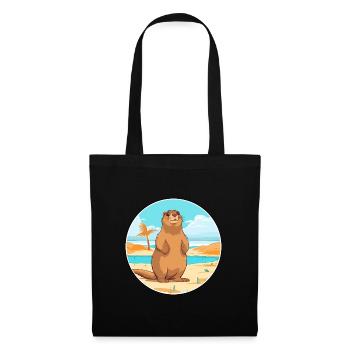 Marmot Watercolor Cartoon Kawaii Clipart Animal - Tote Bag - black - Front