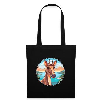 Okapi Aquarelle Cartoon Kawaii Clipart Animal - Sac en tissu - noir - Devant