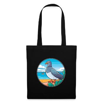 Pigeon Watercolor Cartoon Kawaii Clipart Animal - Tote Bag - black - Front
