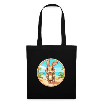 Kaninchen Aquarell Cartoon Kawaii Clipart Tier - Stoffbeutel - Schwarz - Vorne