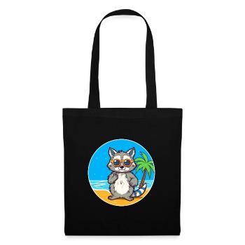 Raton laveur aquarelle dessin animé Kawaii Clipart Animal - Sac en tissu - noir - Devant