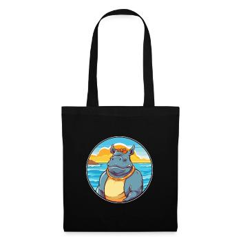 Rhino Watercolor Cartoon Kawaii Clipart Animal - Tote Bag - black - Front