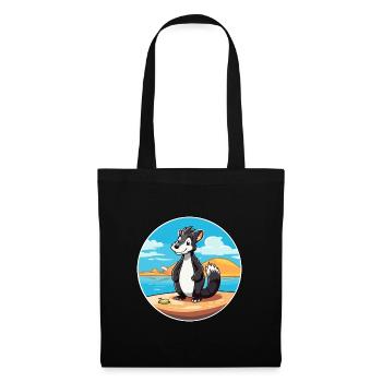 Skunk aquarelle dessin animé Kawaii Clipart Animal - Sac en tissu - noir - Devant