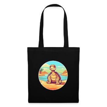 Turtle Watercolor Cartoon Kawaii Clipart Animal - Tote Bag - black - Front