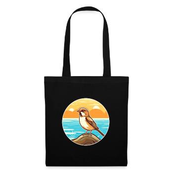 Sparrow Watercolor Cartoon Kawaii Clipart Animal - Tote Bag - black - Front