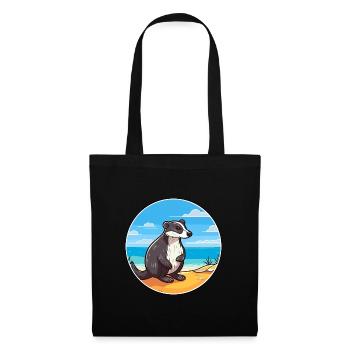 Blaireau Aquarelle Dessin Animé Kawaii Clipart Animal - Sac en tissu - noir - Devant