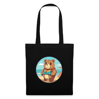 Bear Watercolor Cartoon Kawaii Clipart Animal - Tote Bag - black - Front