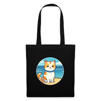 Katze Aquarell Karikatur Kawaii Clipart Tier - Stoffbeutel - Schwarz - Vorne