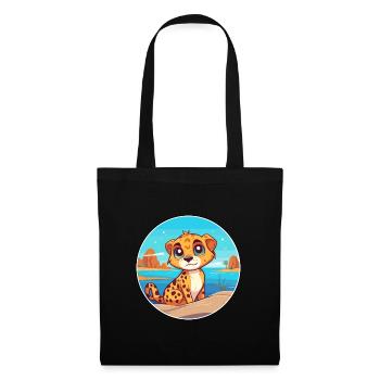 Cheetah Watercolor Cartoon Kawaii Clipart Animal - Tote Bag - black - Front