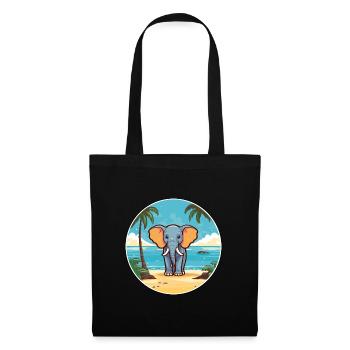 Elephant Watercolor Cartoon Kawaii Clipart Animal - Tote Bag - black - Front