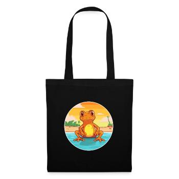 Grenouille aquarelle dessin animé Kawaii Clipart Animal - Sac en tissu - noir - Devant
