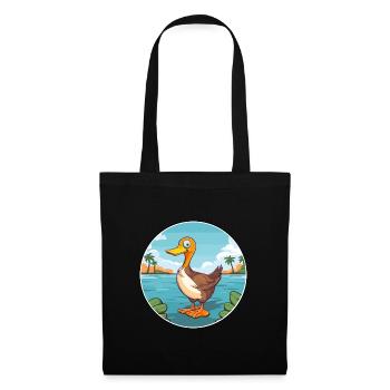 Ente Aquarell Cartoon Kawaii Clipart Tier - Stoffbeutel - Schwarz - Vorne