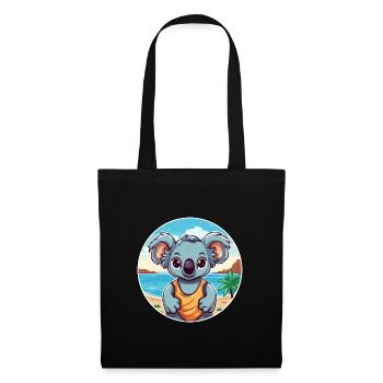 Koala Aquarell Cartoon Kawaii Clipart Tier - Stoffbeutel - Schwarz - Vorne