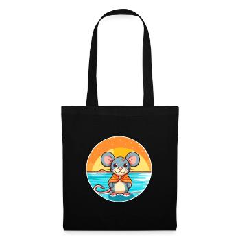 Mouse Watercolor Cartoon Kawaii Clipart Animal - Tote Bag - black - Front