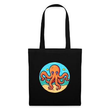 Octopus Watercolor Cartoon Kawaii Clipart Animal - Tote Bag - black - Front