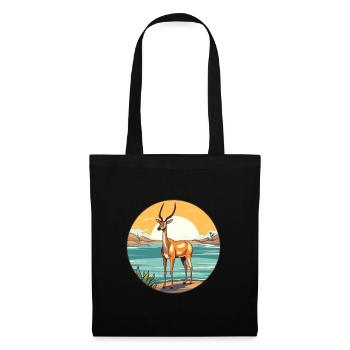 Impala Aquarell Karikatur Kawaii Clipart Tier - Stoffbeutel - Schwarz - Vorne