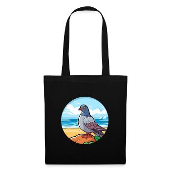 Pigeon aquarelle dessin animé kawaii clipart animal - Sac en tissu - noir - Devant