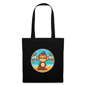 Monkey Watercolor Cartoon Kawaii Clipart Animal - Tote Bag - black - Front