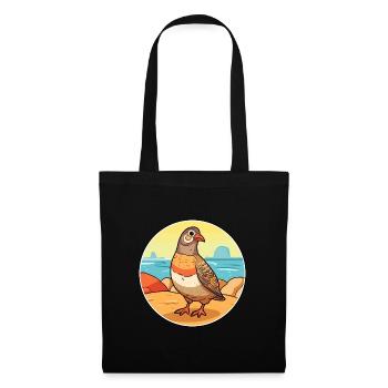 Perdrix aquarelle dessin animé Kawaii Clipart Animal - Sac en tissu - noir - Devant